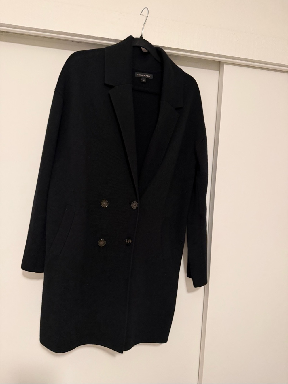 Banana Republic Women's Black Double-Breasted Trench Coat